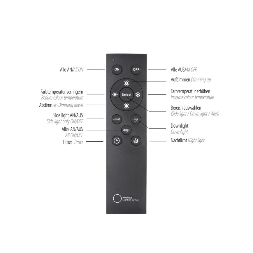 Paul Neuhaus 6121-79 - Foco LED regulable PURE 4xLED/4W/230V + LED/9W 2700-5000K + control remoto