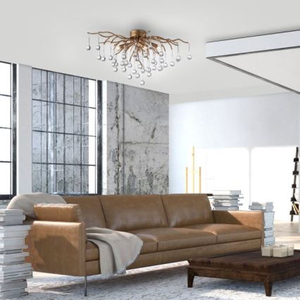 Paul Neuhaus 8090-11 - Lámpara de techo ICICLE 4xG9/40W/230V 30x60 cm latón