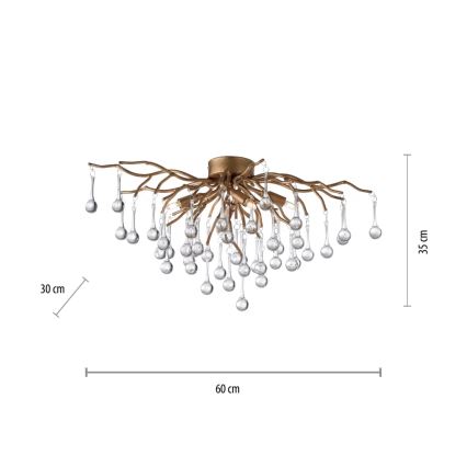 Paul Neuhaus 8090-11 - Lámpara de techo ICICLE 4xG9/40W/230V 30x60 cm latón