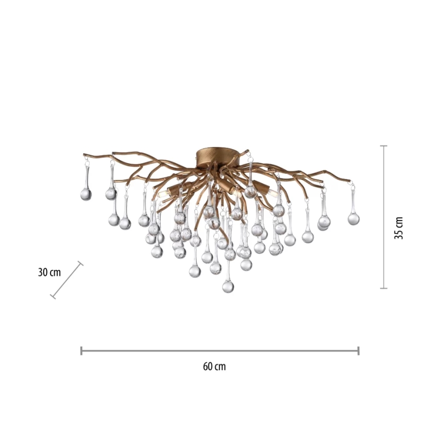 Paul Neuhaus 8090-11 - Lámpara de techo ICICLE 4xG9/40W/230V 30x60 cm latón