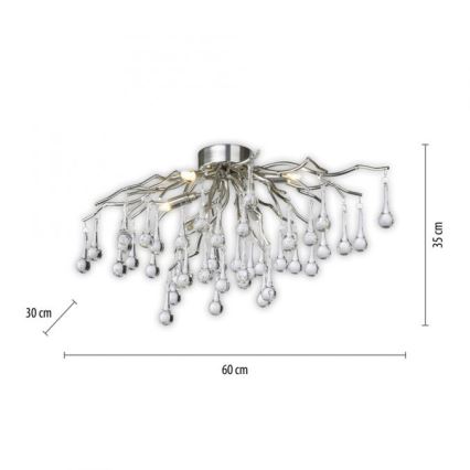 Paul Neuhaus 8090-55 - Lámpara de techo ICICLE 4xG9/40W/230V 30x60 cm cromo brillante