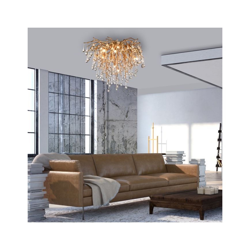 Paul Neuhaus 8091-11 - Lámpara de techo ICICLE 9xG9/40W/230V diá. 50 cm latón