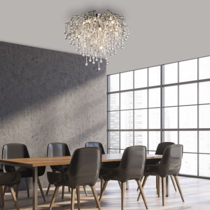 Paul Neuhaus 8091-55 - Lámpara de techo ICICLE 9xG9/40W/230V diá. 50 cm cromo brillante