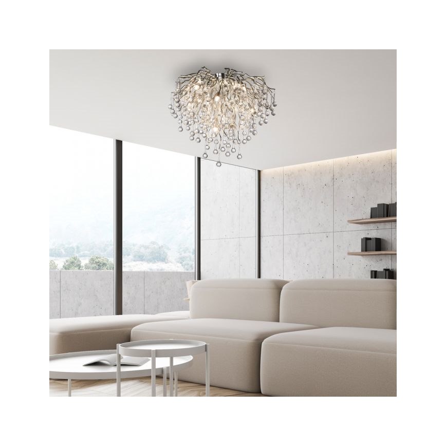 Paul Neuhaus 8091-55 - Lámpara de techo ICICLE 9xG9/40W/230V diá. 50 cm cromo brillante