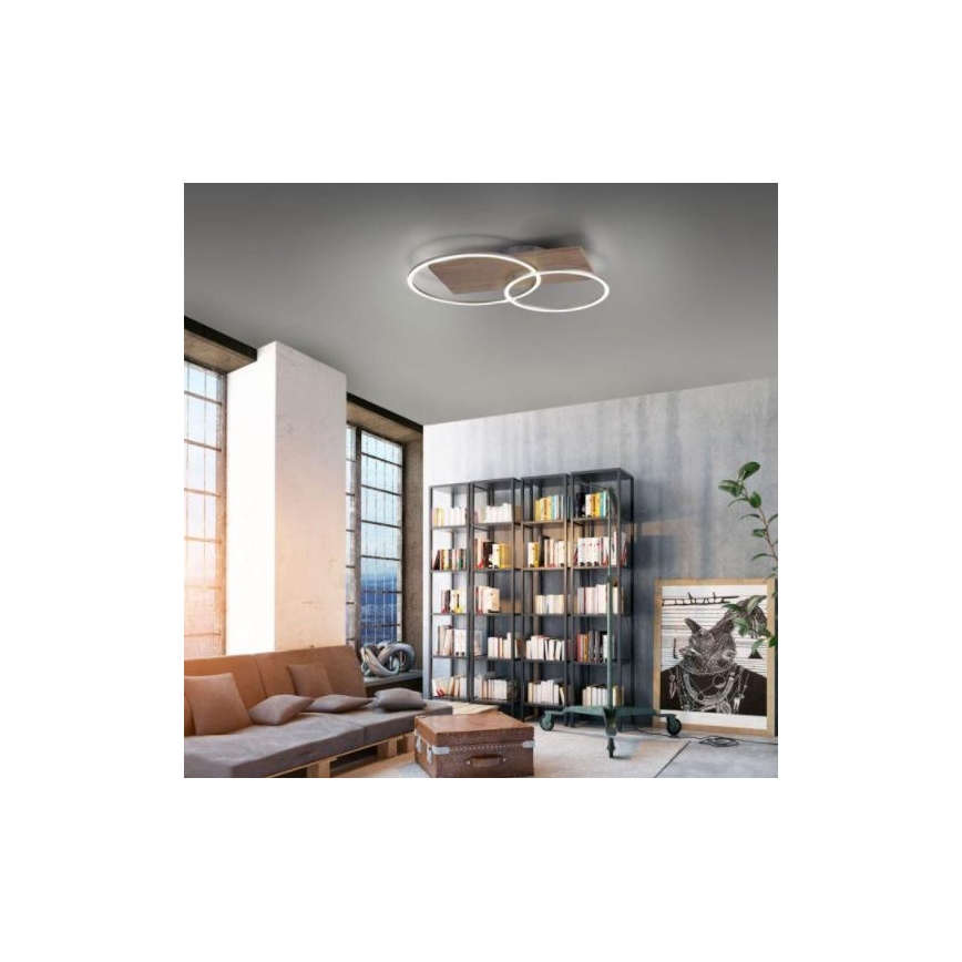 Paul Neuhaus 8329-79 - Lámpara de techo LED regulable PALMA LED/26W/230V 2700-5000K pino + control remoto