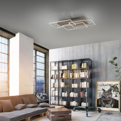 Paul Neuhaus 8330-79 - Lámpara de techo LED regulable PALMA 3xLED/12W/230V pino + control remoto