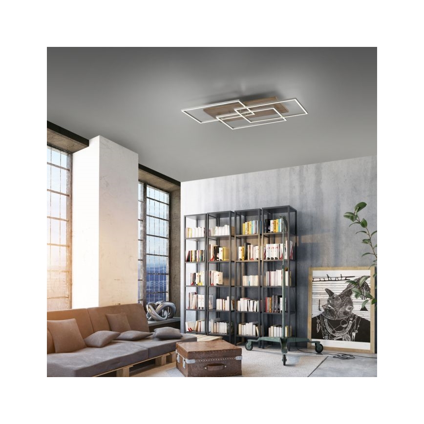 Paul Neuhaus 8330-79 - Lámpara de techo LED regulable PALMA 3xLED/12W/230V pino + control remoto