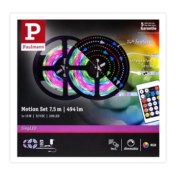 Paulmann 70514 - LED RGB/15W Tira regulable SIMPLED 7,5m 230V + control remoto