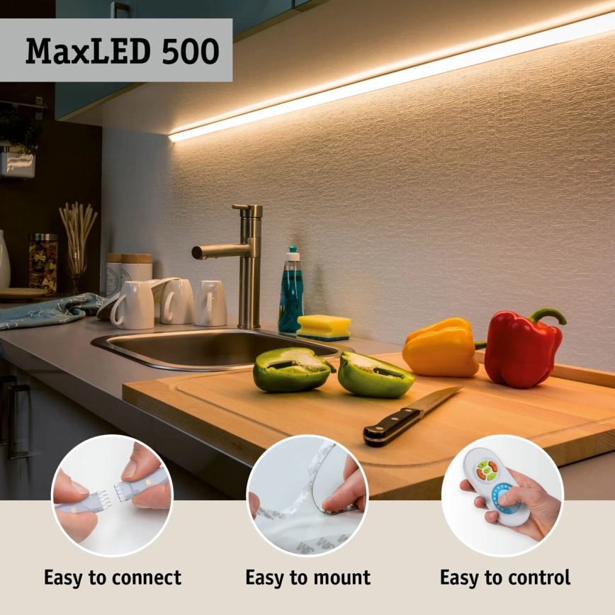 Paulmann 70627 - LED RGB/18W IP44 Tira de baño regulable MAXLED 1,5 m 230V + control remoto
