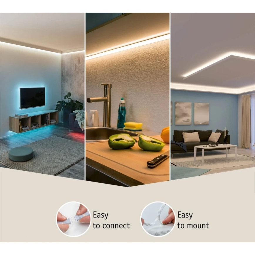 Paulmann 70666 - LED/20W IP44 Tira de baño regulable MAXLED 3 m 2700K 230V