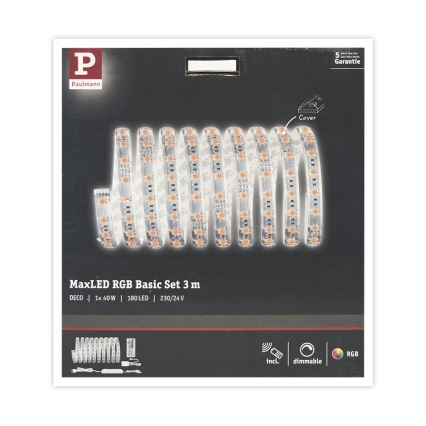 Paulmann 70673 - Cinta LED regulable RGB/40W MAXLED 3m 230V + mando a distancia