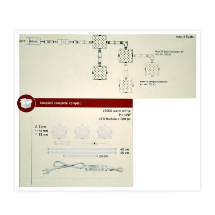 Paulmann 70710 - SET 3xLED/3,3W Iluminación de muebles con sensor SOFTPAD 230V 2700K