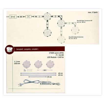 Paulmann 70711 - SET 3xLED/2,8W Iluminación de muebles con sensor SOFTPAD 230V 2700K