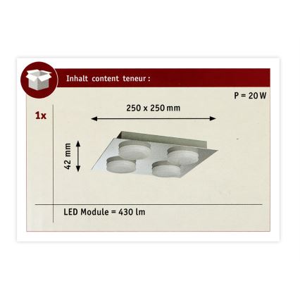 Paulmann 70875 - 4xLED/5W IP23 Plafón de baño DORADUS 230V