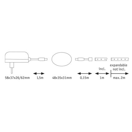Paulmann 70955 - LED/3W Tira con sensor 1m YOURLED 230V