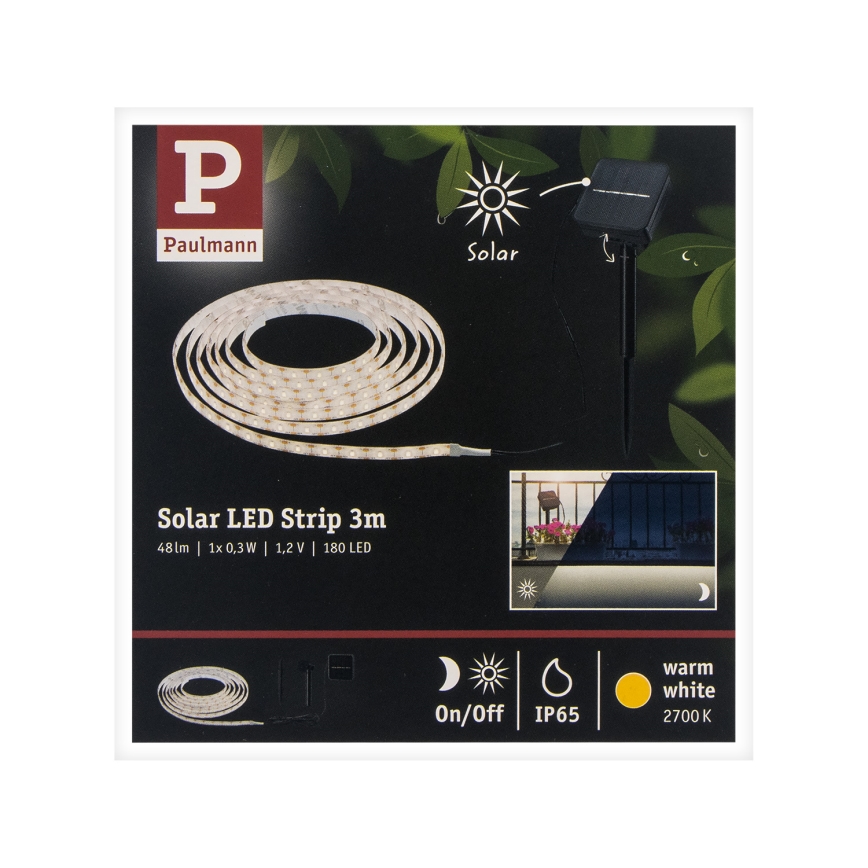 Paulmann 78896 - LED/0,3W IP44 Tira solar 3m 1,2V 1000 mAh