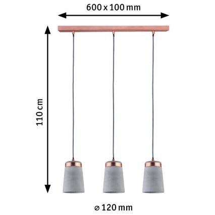 Paulmann 79626 - 3xE27/20W Lámpara de araña en cadena NEORDIC STIG 230V