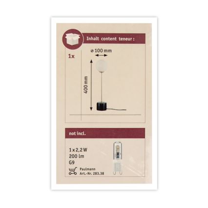 Paulmann 79662 - 1xG9/10W Lámpara de mesa NEORDIC MOA 230V