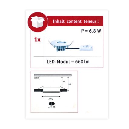 Paulmann 79669 - LED/5,3W IP44 Lámpara empotrable de baño regulable HOUSE 230V