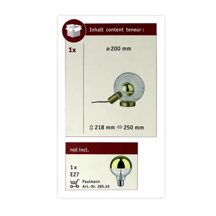 Paulmann 79727 - 1xE27/20W Lámpara de mesa ESBEN 230V