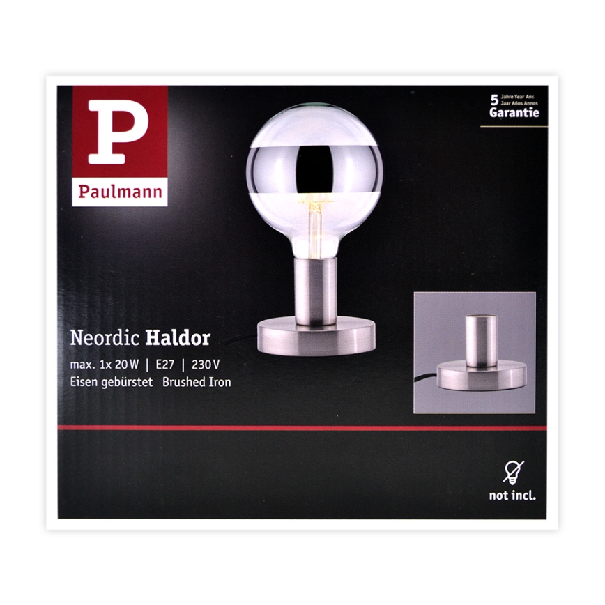 Paulmann 79759 - Lámpara de mesa HALDOR 1xE27/20W/230V