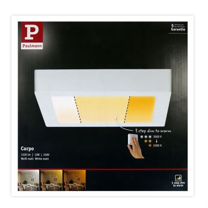 Paulmann 79796 - Plafón LED/13W CARPO 230V 2300-3000K