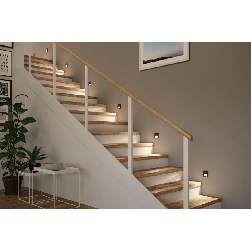 Paulmann 80004 - LED/1W Iluminación de escalera con sensor TSARO 230V Lead/negro