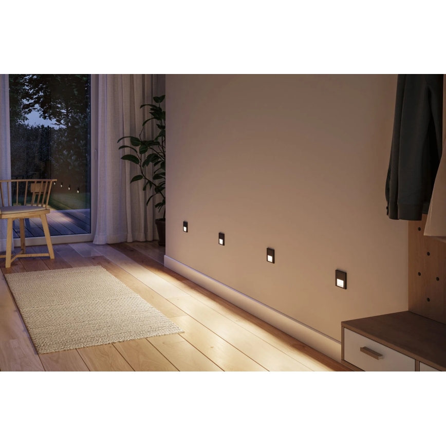 Paulmann 80004 - LED/1W Iluminación de escalera con sensor TSARO 230V Lead/negro