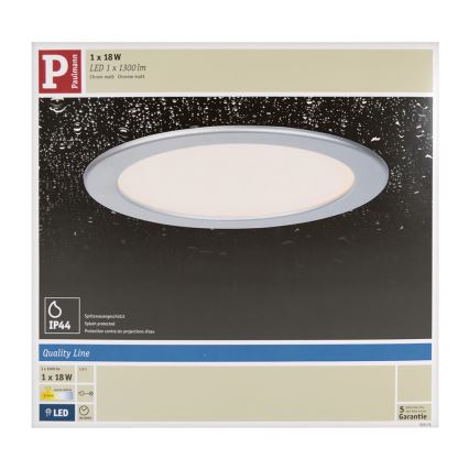 Paulmann 92075 - LED/18W IP44 Lámpara empotrable para el baño QUALITY LINE 230V