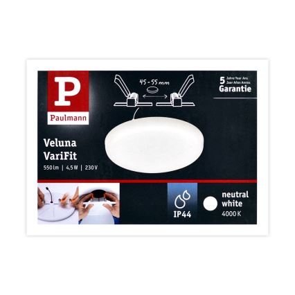 Paulmann 92390 - LED/4,5W IP44 Lámpara empotrable para el baño VARIFIT 230V