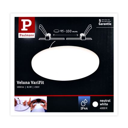 Paulmann 92391 - LED/8,5W IP44 Lámpara empotrable del baño VARIFIT 230V