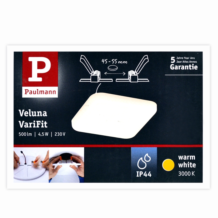 Paulmann 92393 - LED/4,5W IP44 Lámpara empotrable para el baño VARIFIT 230V