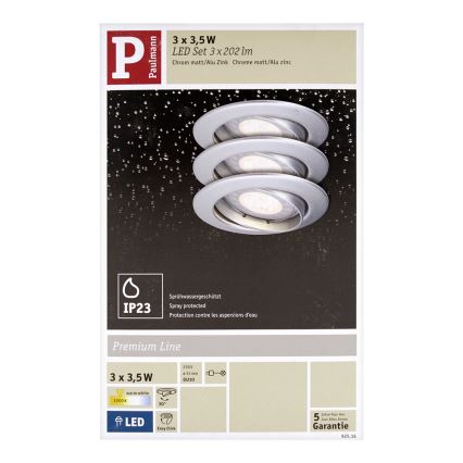 Paulmann 92516 - Set 3xLED-GU10/3,5W Focos empotrables 230V