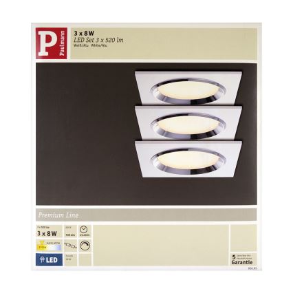 Paulmann 92695 - SET 3x Luz de techo LED regulable DICE 3xLED/8W/230V