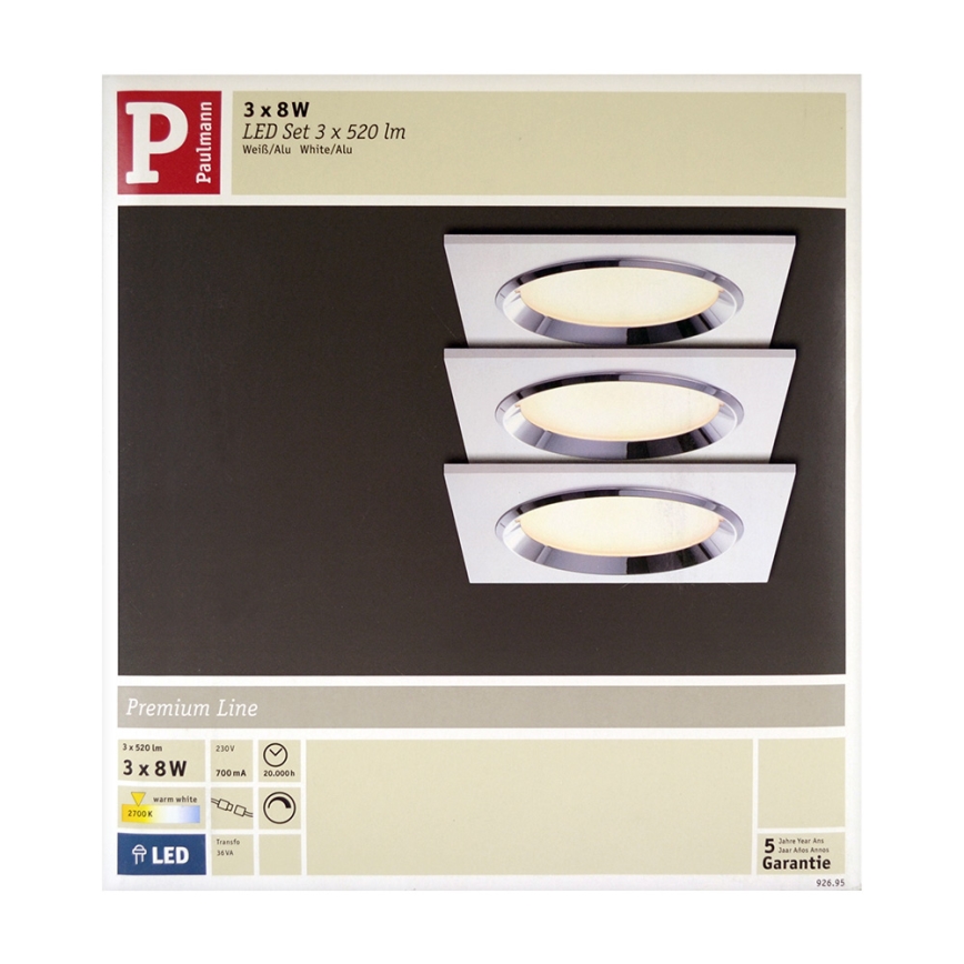 Paulmann 92695 - SET 3x Luz de techo LED regulable DICE 3xLED/8W/230V