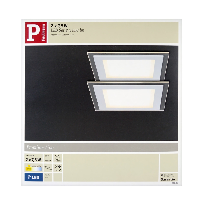 Paulmann 92706 - SET 2xIluminación LED empotrada de techo DECODICE 2xLED/7,5W/230V