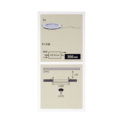 Paulmann 92715 - Panel LED PREMIUM LINE LED/6,5W/230V