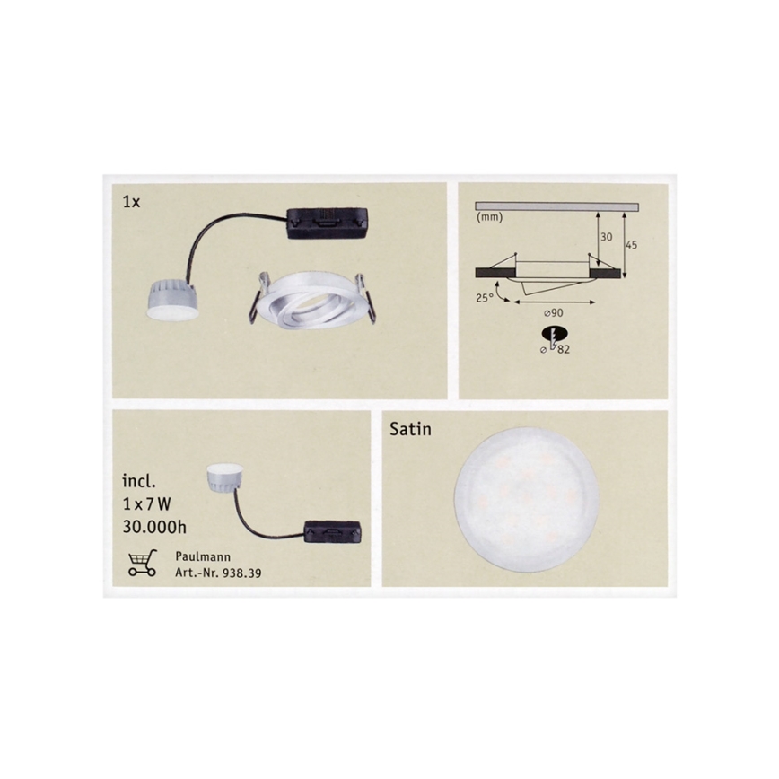 Paulmann 92832 - Iluminación LED empotrada para el baño COIN 1xLED/7W/230V