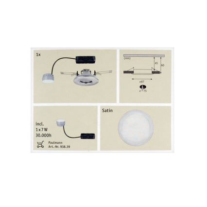 Paulmann 92848 - Iluminación LED empotrada para el baño COIN 1xLED/7W/230V IP65