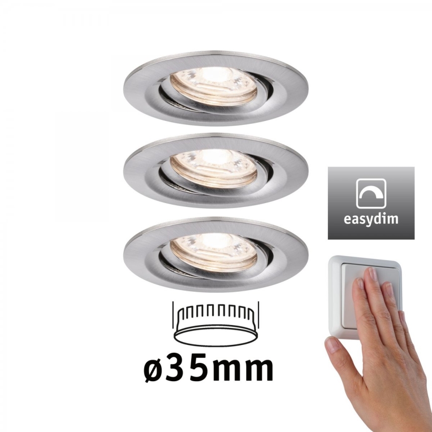 Paulmann 92973 - SET 3xLED/4,2W IP23 Lámpara de baño regulable COIN 230V