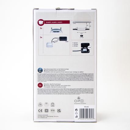 Paulmann 93462 - SET 3xLED/6W IP44 Lámpara empotrable de baño NOVA 230V