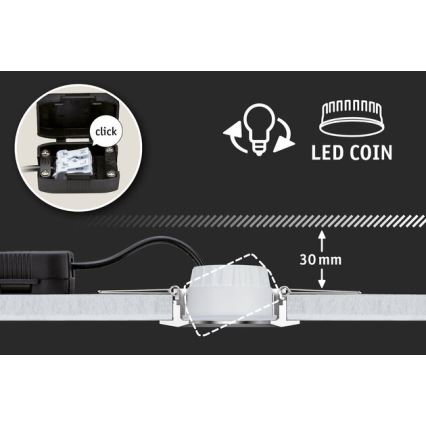 Paulmann 93483 - JUEGO 3xLED/6,5W IP23 Luz empotrada de baño regulable NOVA 230V