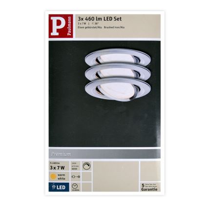 Paulmann 93607 - SET 3x LED GU10/7W IP23 Foco de baño regulable 230V