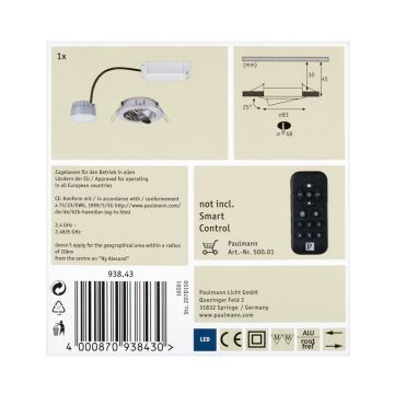 Paulmann 93843 - Luz de techo LED regulable SMART COIN 1xLED/4,5W/230V