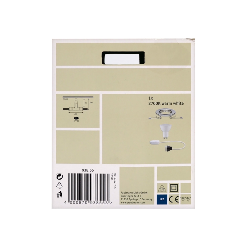 Paulmann 93855 - LED-GU10/4,5W Lámpara empotrable PREMIUM LINE 230V