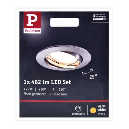 Paulmann 93963 - LED/7W IP23 Plafón de baño regulable COIN 230V