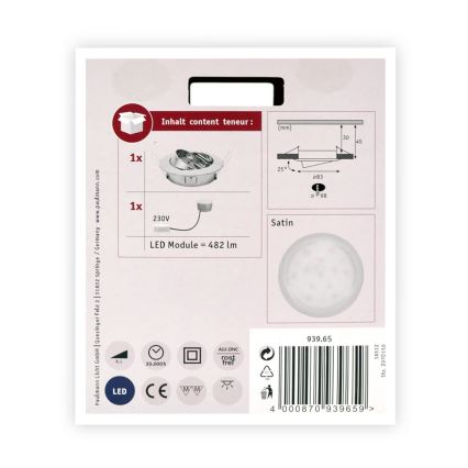 Paulmann 93965 - LED/7W Luminaria de baño regulable COIN 230V