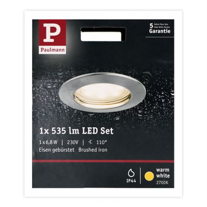 Paulmann 93975 - LED/6,8W IP44 Lámpara empotrable de baño COIN 230V