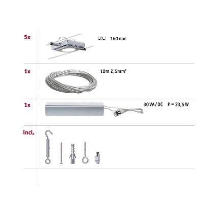 Paulmann 94108 - JUEGO 5xLED/4,3W Foco para sistema de rieles MAC 230V cromo mate