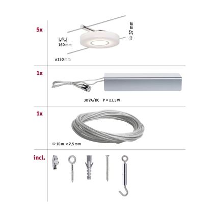 Paulmann 94109 - SET 5xLED/4,3W Foco para sistema de cadenas MAC 230V